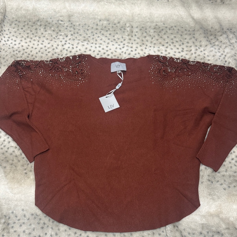 LIV Women's Brown Embellished Blouse